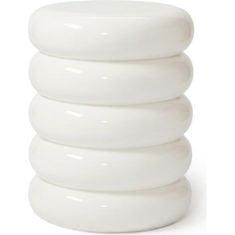Table d'appoint et Tabouret, Design Bubble, déco Salon/Chambre, HxP : 45 x 31 cm, métal, Blanc (1/5)