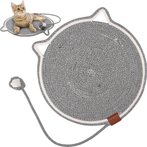 16“ Tapis Griffoir Chat, Tapis à griffer Rond avec Jouet Balle, Grattoir Chat Griffoir, Protège Les Meubles et Les Canapés, Tapis à Gratter, Convient Aux Chats de Tous Ages (1/5)
