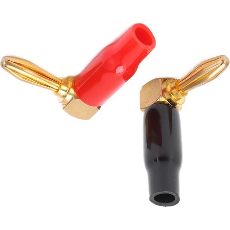Lot de 2 fiches bananes coudées à 90° U45 4 mm, rouge et noir. (1/5)