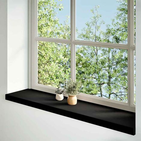 Lot de 2 Appuis de fenêtre,Rebord de fenêtre marron foncé bois de chêne massif CFW15508 (1/5)