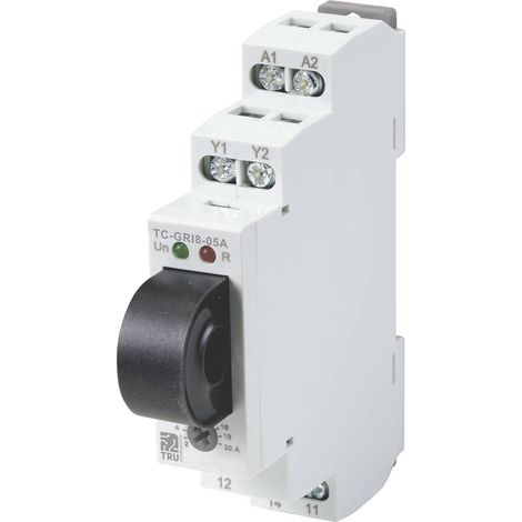 Tru Components – Relais de contrôle de courant GRI8-05A – Alimentation AC/DC 24-240V – Surveillance surintensité et sous-courant – Montage rail DIN - W078602