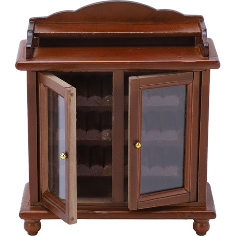 Meuble miniature en bois pour maison de poupée, style classique et élégant, à monter soi-même, couleur noyer. (1/5)
