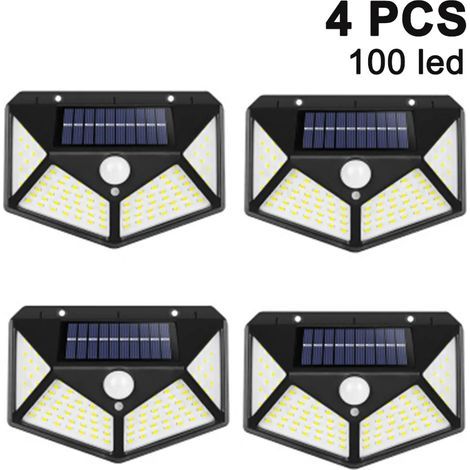 Solarleuchten für den Außenbereich, 【270°-Vierseitenbeleuchtung - 2200 mAh】 100 LED-Solarleuchte mit Bewegungsmelder, wasserdichte Solar-Wandleuchte, Solarlampe für Garten und Hof - 【4er-Pack】