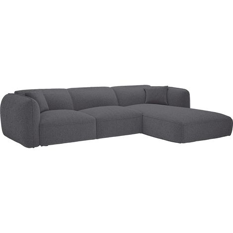 Canapé d'angle droit en tissu chenille gris anthracite CAMILIO de Maison Céphy (1/2)