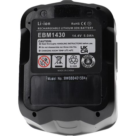EXTENSILO Batería compatible con Hitachi / Hikoki DS14DSFL, DV 14DBL, DV 14DSL, G 14DSL, N 14DSL herramientas eléctricas (5000 mAh, Li-Ion, 14,4 V)