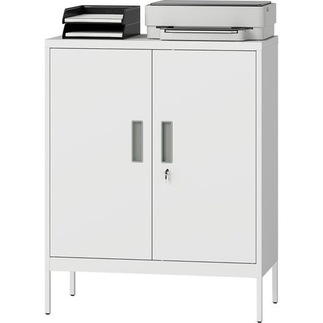 CHICFURN Armario de acero con cerradura 80x40x100 cm blanco para oficina en casa (1/5)