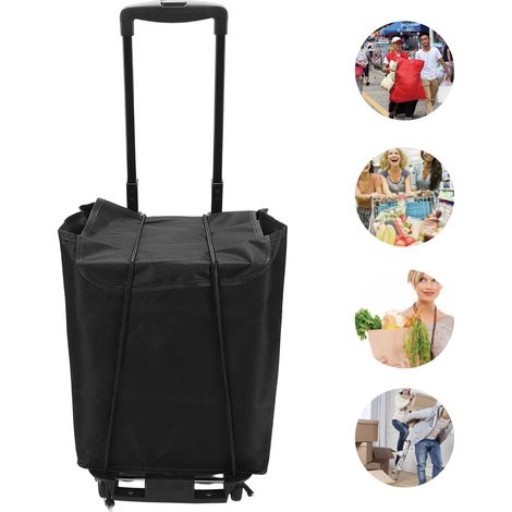 Chariot de Shopping Supermarket - Caddy à Roues pour Camping et Laundry, Construction Aluminium Alloy Résistant, Design Pliable avec Poche Grande Capacité (1/5)