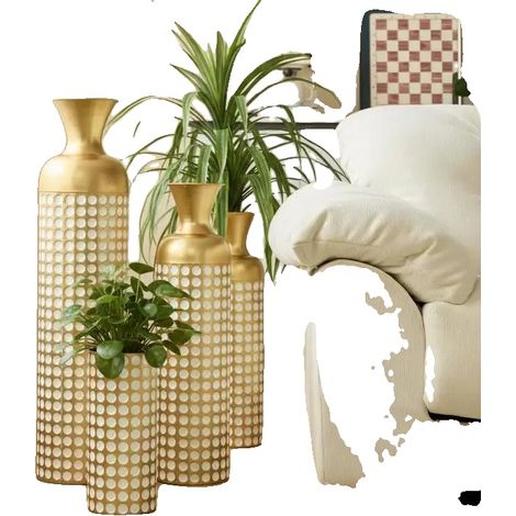 Bodenvase, großes dekoratives Metalldesign, ideal für die Innendekoration, golden (1/2)