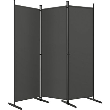 Woltu – Paravent pliable 3 panneaux 167x177cm – Tissu polyester résistant – Séparateur de pièce intérieur/extérieur – Gris foncé
