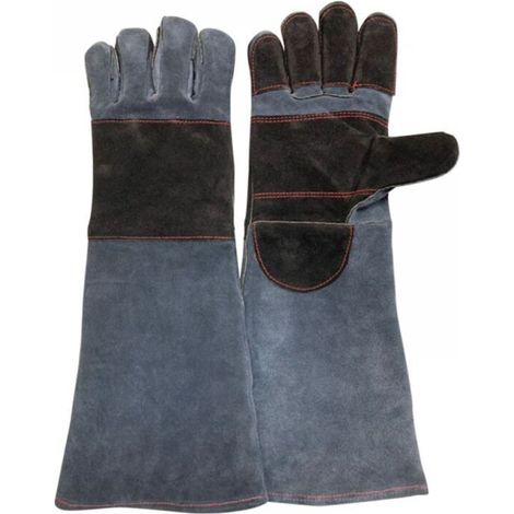 Gants de soudage 55 cm, gants anti-coupure et anti-morsure, isolation thermique et résistance aux hautes températures, rembourrage en cuir (1/4)