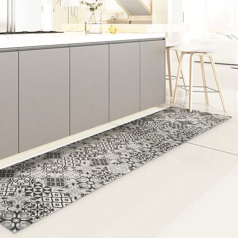 passatoia in vinile "runner" fantasia "piastrelle grigie", 240x50 cm (1/4)
