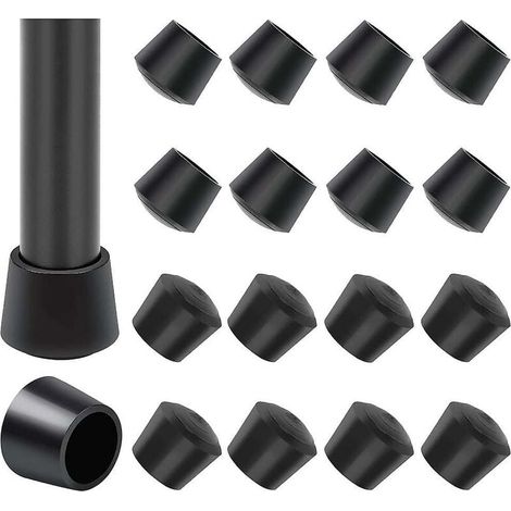 16 Paquet Embouts de protection de chaise, Embout pied de chaise Caoutchouc pied de chaise Protection Embouts, Diamètre intérieur - 1 pouce / 25 mm, noir (1/4)