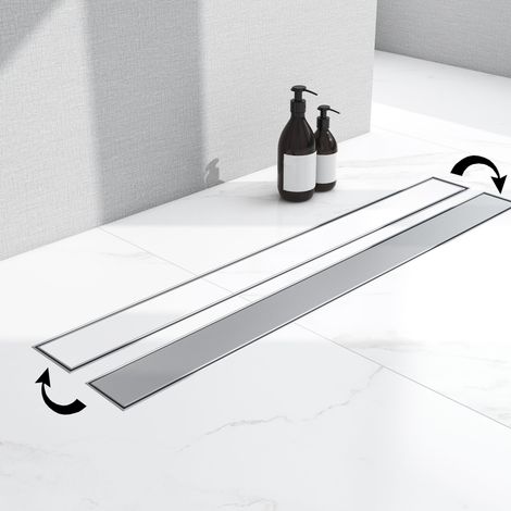 AICA caniveau de douche en acier inoxydable italien 2 en 1, siphon de drainage au sol en carrelage, réglable en hauteur avec désodorisant - 130 cm (1/5)
