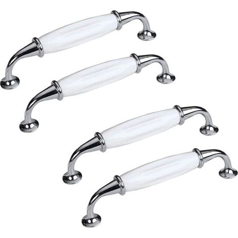 Ensemble de 4 boutons de meubles, boutons de porte en céramique, poignées en porcelaine, accessoires de décoration pour tiroirs, portes, armoires, placards, entraxe 128 mm (1/4)