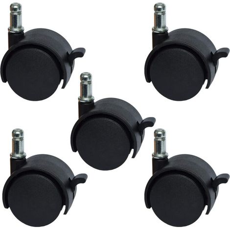 Roulettes de rechange pour chaise de bureau ou tabouret de 5,1 cm - avec frein (lot de 5) (1/4)