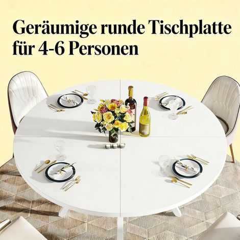 Table ronde élégante blanche, table de cuisine, table d'accueil, table à manger pour salon, table à vin, table basse (1/5)