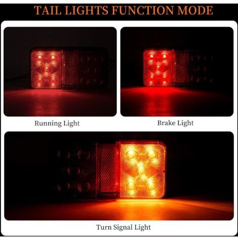 Feu arrière multifonctionnel à LED en deux parties, feu de remorque étanche 12 V avec indicateur de position de stationnement, convient aux camions, remorques, camping-cars et tracteurs. (1/4)