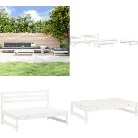 Set Salotto da Giardino 5 pz Bianco in Legno Massello di Pino - Mobili da giardino - Divani da esterno