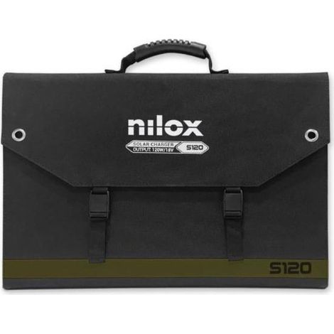 Nilox Pannelli Solari S120, Pannello Fotovoltaico Mono Splitcristallino da 120W per Gite Fuoriporta e Uso Domestico, Ricarica di Devices a 5V, Power Station ed Elettrodomestici se Collegato con Invert (1/2)