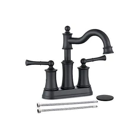 Robinet de lavabo en cuivre, mitigeur bain à trois trous, deux poignées, noir, eau chaude et froide, salle de bain. (1/4)