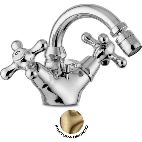 Paffoni Iris IRV137BR Serie Bidetarmatur mit schwenkbarem Auslauf aus Bronze  Messing - Bronzato