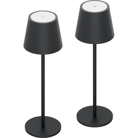 Set of 2 Dimmable LED Battery Desk Lamps, Rechargeable Touch Night Light Wireless Three colors of light for Indoor/Outdoor for/Restaurant/Bedroom/Bars/Outdoor Party/Camping/Coffee Shop(Black) (1/5)