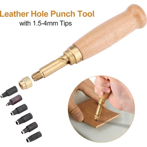 Outil de perforateur à vis à trou automatique en bois pour cuir bricolage avec 6 embouts 1.5-4mm (1/5)