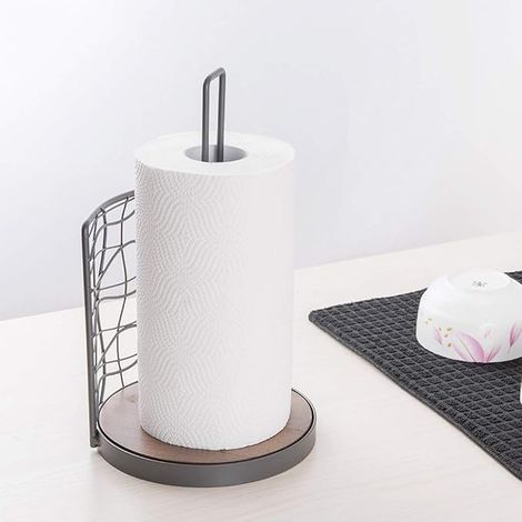 Küchenrollenhalter, freistehender Papierhandtuchhalter, Metall, silberfarbener vertikaler Küchenrollenhalter, einfacher Küchenrollenhalter für Restaurants (1/2)