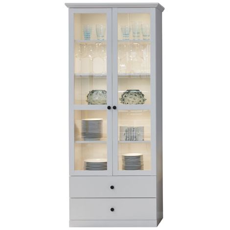 Brax Vitrinenschrank 2 Türen und 2 Schubladen, weiss.