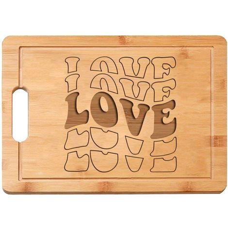 Planche à découper "LOVE" gravé – Cadeau personnalisé en bambou (1/5)