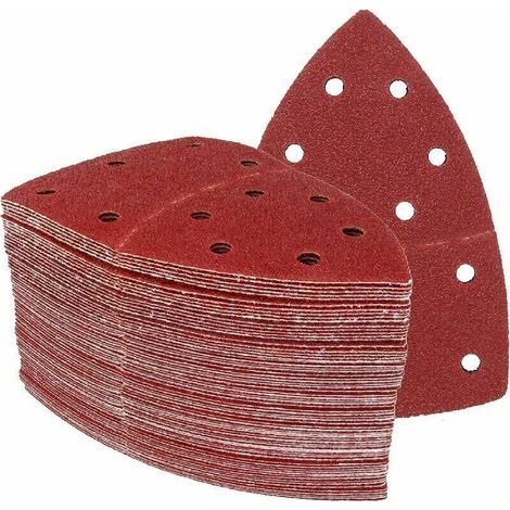Lot de 50 Feuilles Abrasives Triangles Papier Ponçage de 105 x 152 mm, grain 80, adaptées pour différentes ponceuses (1/4)