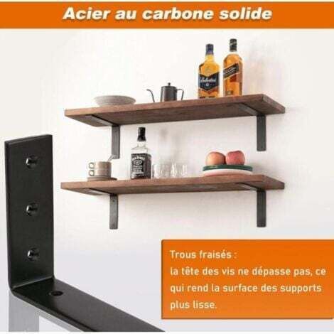 NALOOKAMIC  Lot de 2 équerres étagère murale 15 cm – Supports lourds en acier 6 mm – Installation facile – Design moderne pour rangement décoratif