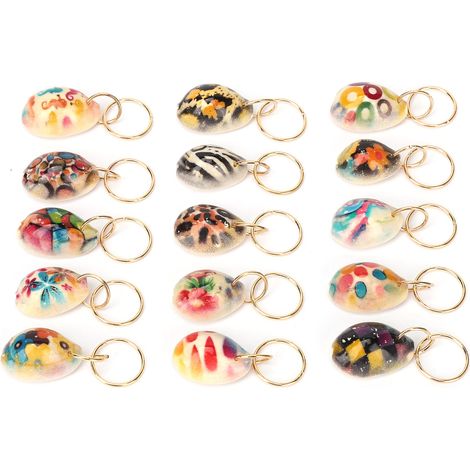 15 pièces pendentifs coquillages pour tresses dreadlocks, décorations cheveux créatives DIY (1/5)