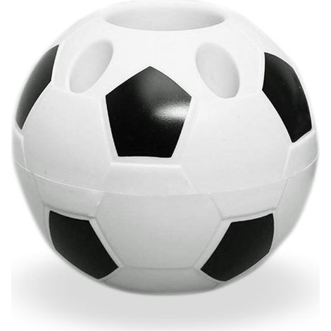Dekorativer, fußballförmiger Stiftehalter fürs Büro – Geschenkidee zum Schulanfang oder Geburtstag (Schwarz-Weiß)