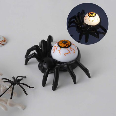 Lumières LED Araignées avec Yeux – Décoration Halloween Horreur Idéal Maison Fête et Design Saisonnier Accessoires Effrayants Rouge (1/5)