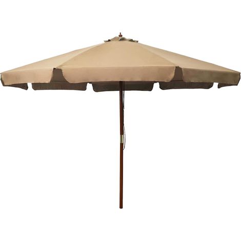 vidaXL Sombrilla de jardín con palo de madera gris topo 330 cm (1/5)