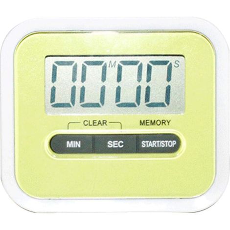 Minuteur de cuisine numérique LCD ultra-fin carré, compte à rebours, réveil magnétique, jaune 1 (1/3)