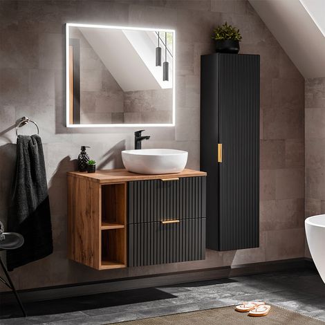 Set di mobili da bagno con lavabo Adriel nero 80cm (1/5)