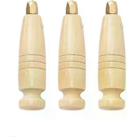 1/3 Stück Holzkegelgriff für Nähahle, manuelles DIY-Lederhandwerkswerkzeug, Ledernähwerkzeug (1/4)