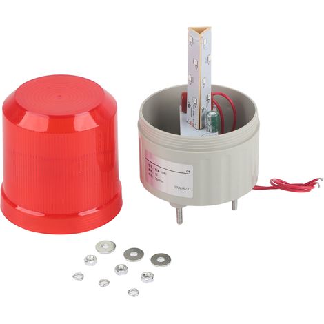 Feu de signalisation clignotant rotatif 220 V CA, LED rouge, diamètre 75 mm