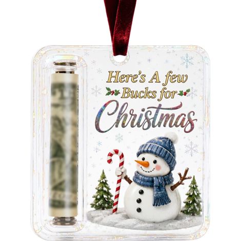 Porte-monnaie suspendu en acrylique pour Noël, motif de vœux imprimé, étiquette de rangement pour billets roulés, décoration pour sapin de Noël (1/5)
