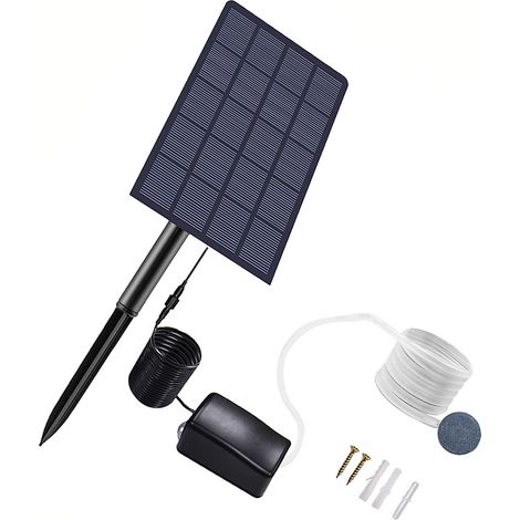 2W Solar Oxygen Pump for Fish Tanks & Ponds - Air Pump with Pipe & Bubble Stones for Outdoor Use (1/5)