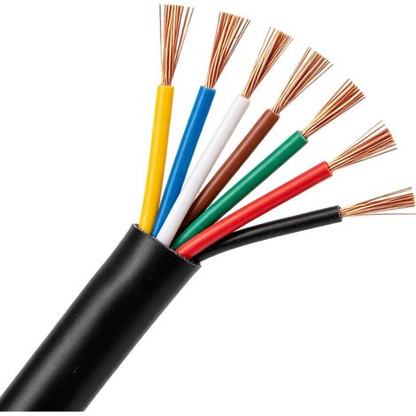 10M 7x0,5mm² Véhicule Câble Rond, 12V 24V Câble de Remorque 7 Fils, Pour Caravane Camion Camping - Car Remorque