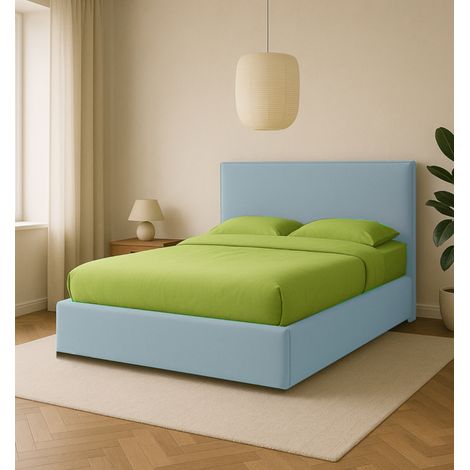 letto matrimoniale contenitore "zoom" in tessuto celeste 160x190 cm (1/4)