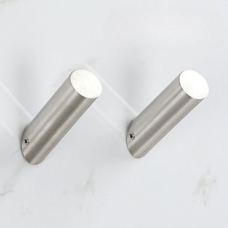 Set di 2 ganci da parete minimalisti ad ampio angolo in acciaio inox - Senza base - Ideali per famiglie, case e appartamenti - Argento