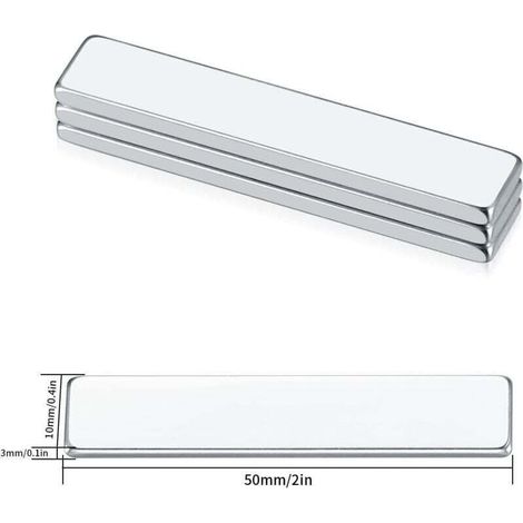 8 Pièces Aimants, Aimants Puissant Neodyme Adhésifs Extra Forts, 50x10x3 mm Aimant Super Puissants Rectangulaires Adhesif Magnetique