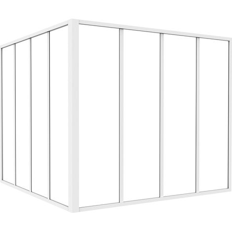 Vetrata angolare L120 x L120 x H105 in Alluminio termolaccato Stile atelier Bianco - BAYVIEW