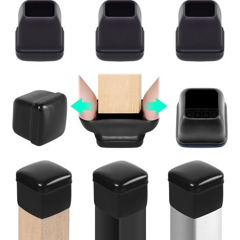 24 - Chair Leg Caps - Teflon Pads - Floor Protection and Noise Reduction - For Round or Square Legs - Transparent - 19-25 mm (1/5)