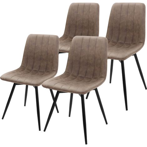 ML-Design Esszimmerstühle 4er Set drehbar, Küchenstühle aus Kunstleder, Essstühle mit Rückenlehne & Stahlbeinen, Polsterstuhl modern, 360° Drehstuhl, Stühle für Wohnzimmer Küche Esszimmer, Braun (1/5)