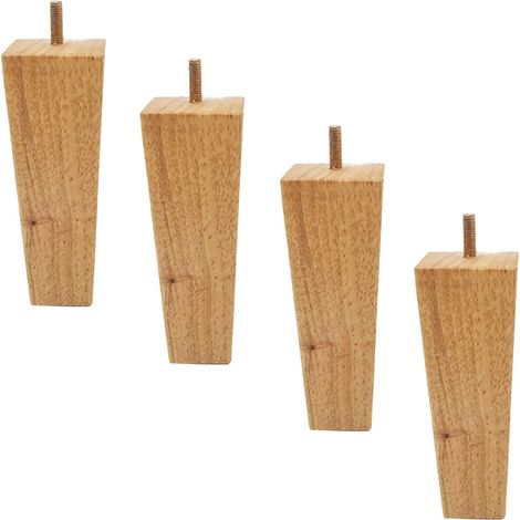 4-Piece Furniture Leg Set, Straight 5cm Wooden Furniture Legs, Coffee Table Legs, with Screws, Anti-Slip Pads, and Mounting Plates for Sofa, Bed, Table, Armchair, Nightstand, Cabinet (1/5)